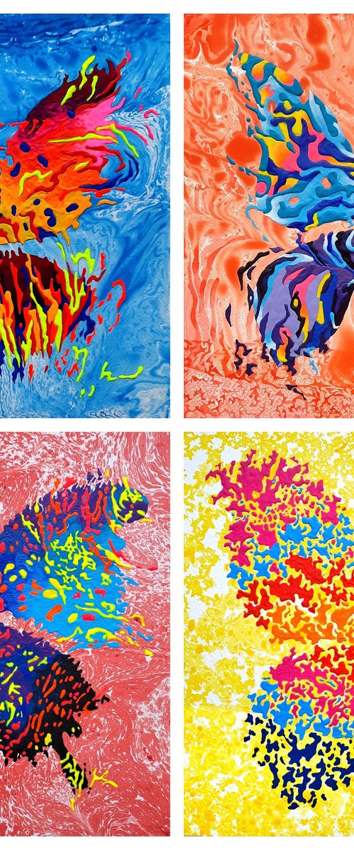 Set of 4 «Bright Accent» by Mariia Raskin