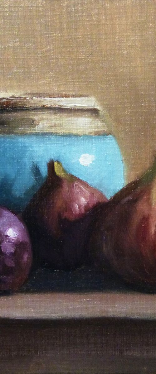 2 Figs, a Plum and a Blue Pot by Pascal Giroud