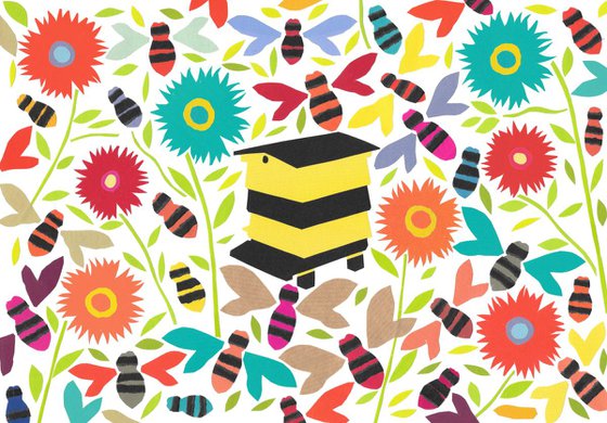 Bee cause bees are lovely  (Hand Cut Collage) Original Picture