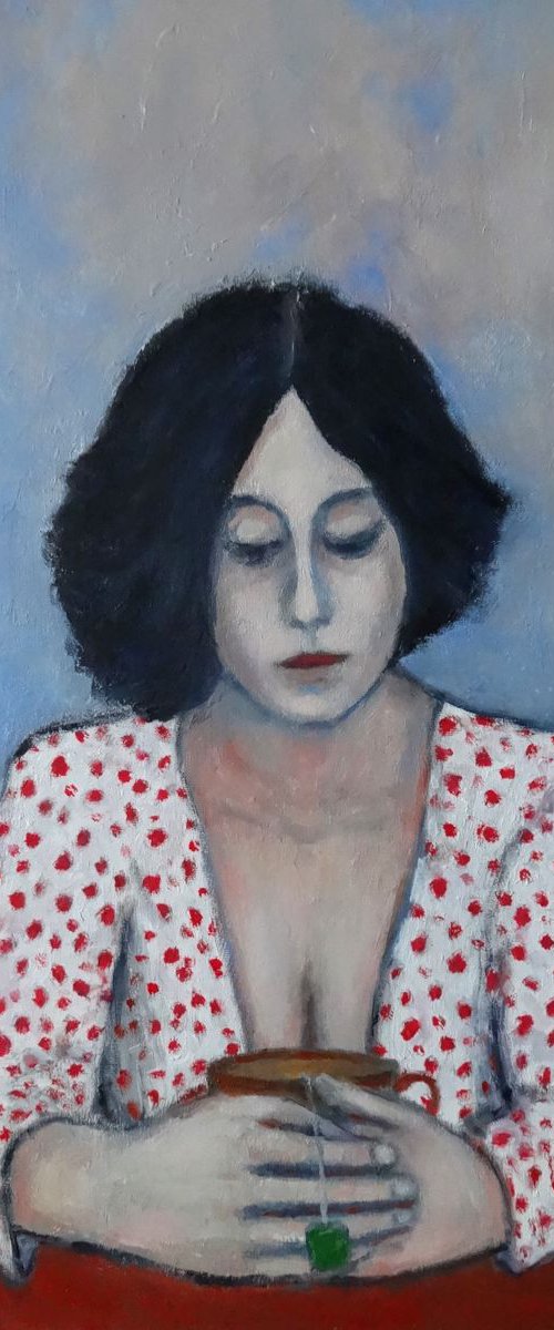 Woman with a teacup by Massimiliano Ligabue