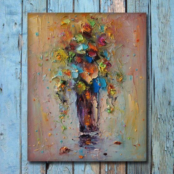 Colorfull composition 3 , Original oil painting on canvas, flowers art, Original painting, free shipping