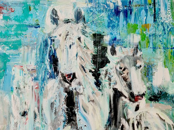 Horse painting: MYSTERY HORSES IV- 100 x 120 cm. Abstract painting
