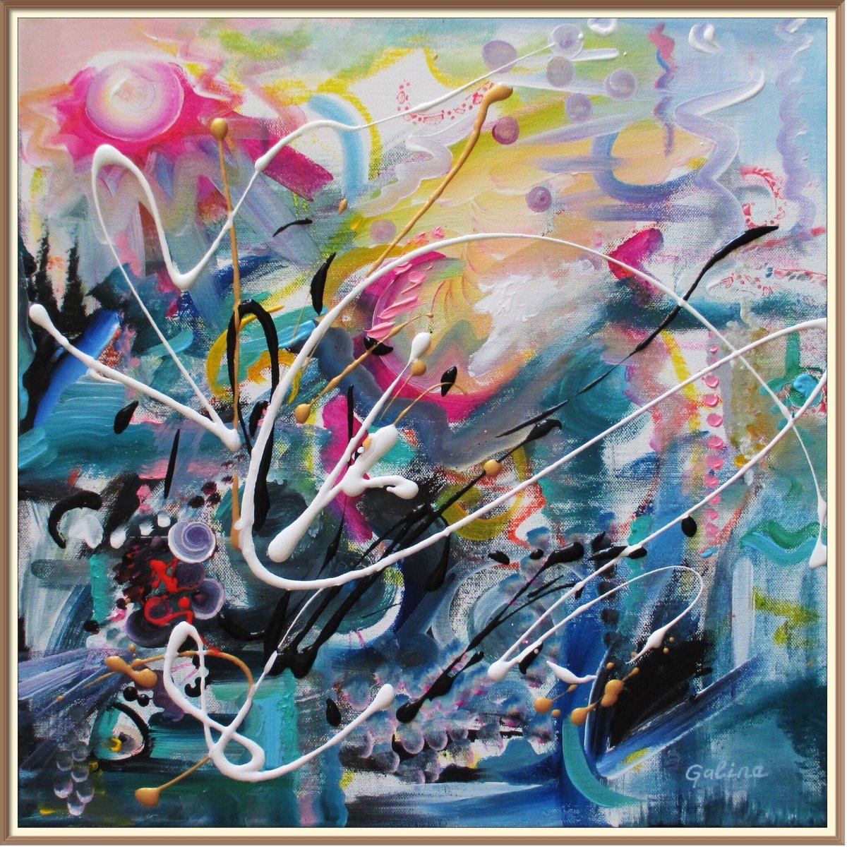 Surrealistic Abstract Print By Galina Victoria, 24 X 24, From Dark To Light, Original Artwork