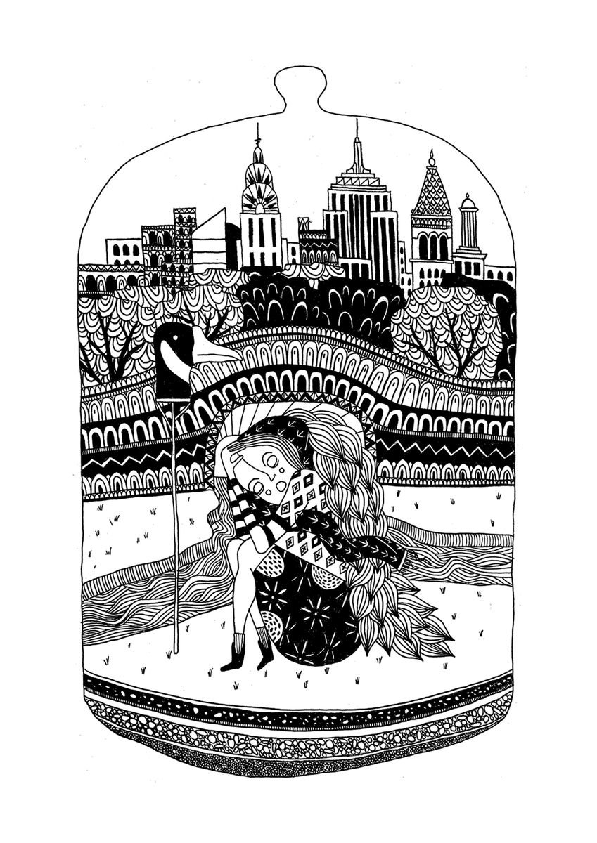 THE BELL JAR - LIMITED EDITION OF 25 SIGNED BLACK GLOSS SCREEN PRINT by David Horgan