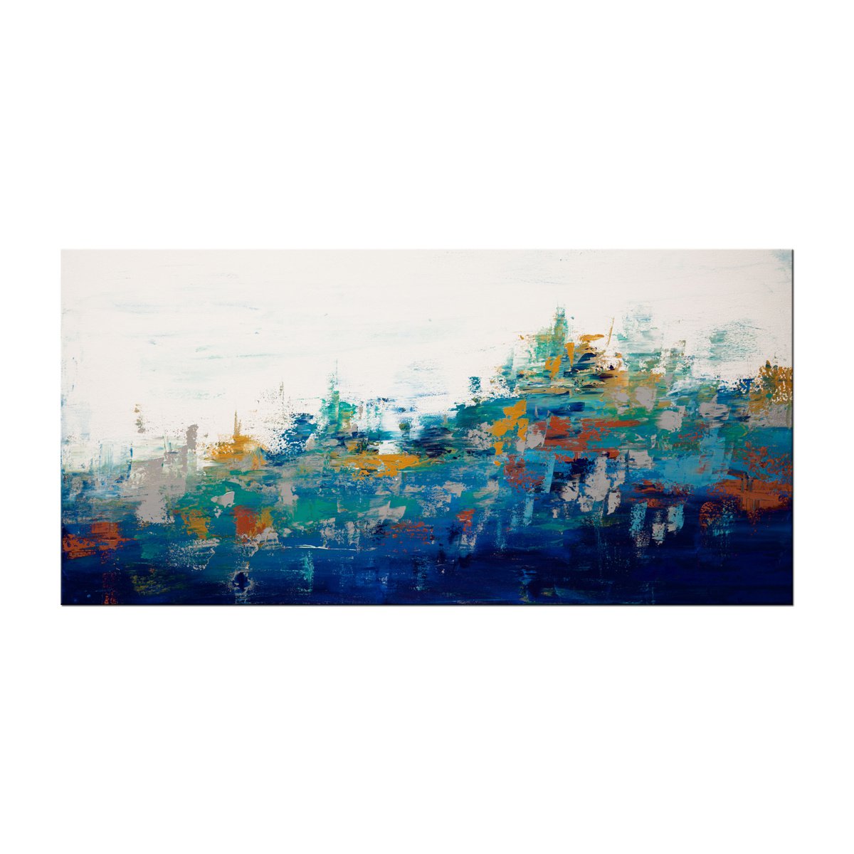 Abstract Acrylic Painting By Hilary Winfield, 48 X 24, Mountain Vista 2, Original Artwork