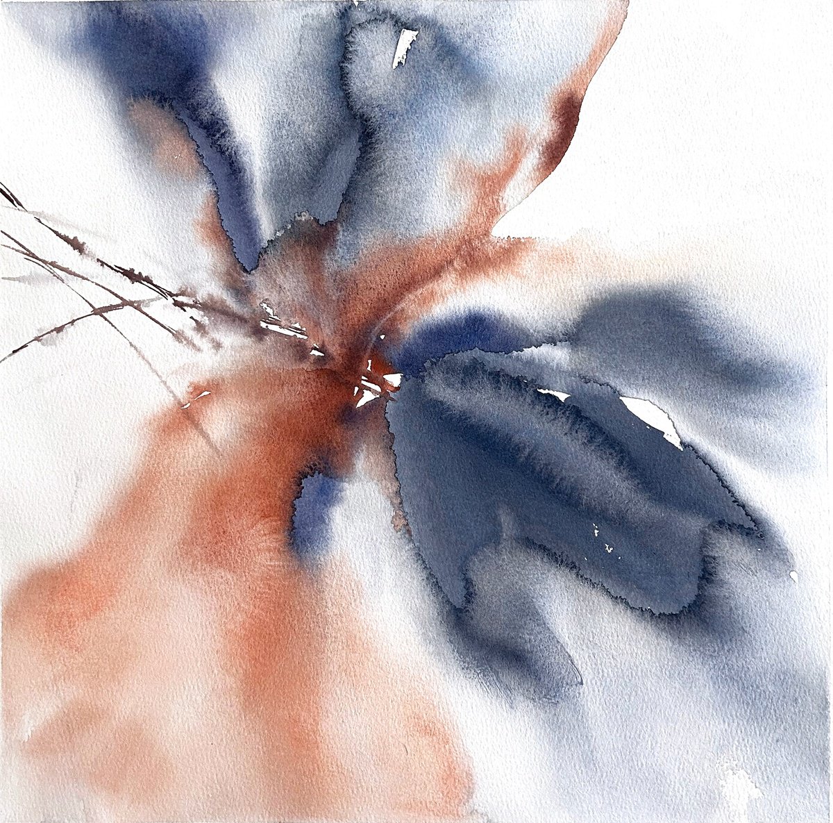 Blue abstract flower by Olga Grigo