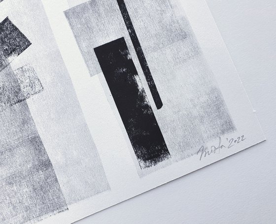 Monochrome dynamic composition n.1 ⋅ Monoprint