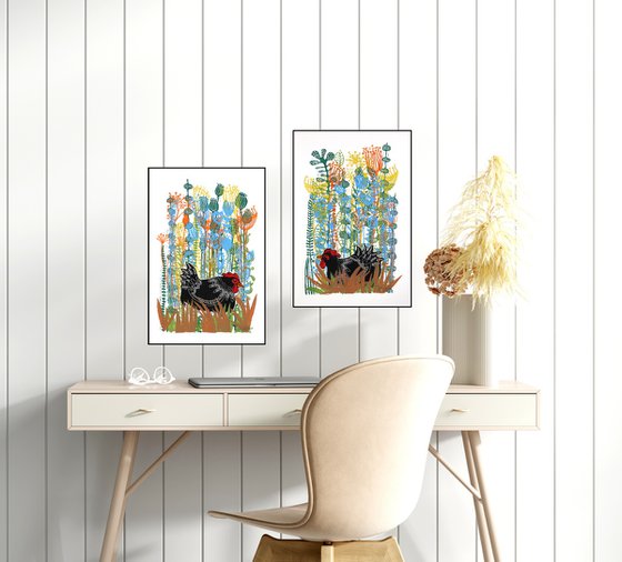 Happy Hens, print set