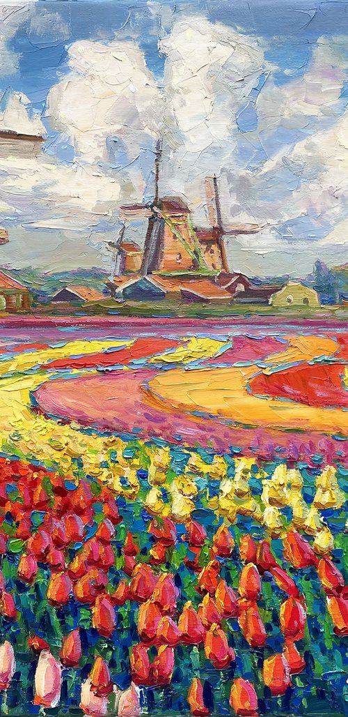 Field with tulips by Evgeny Chernyakovsky