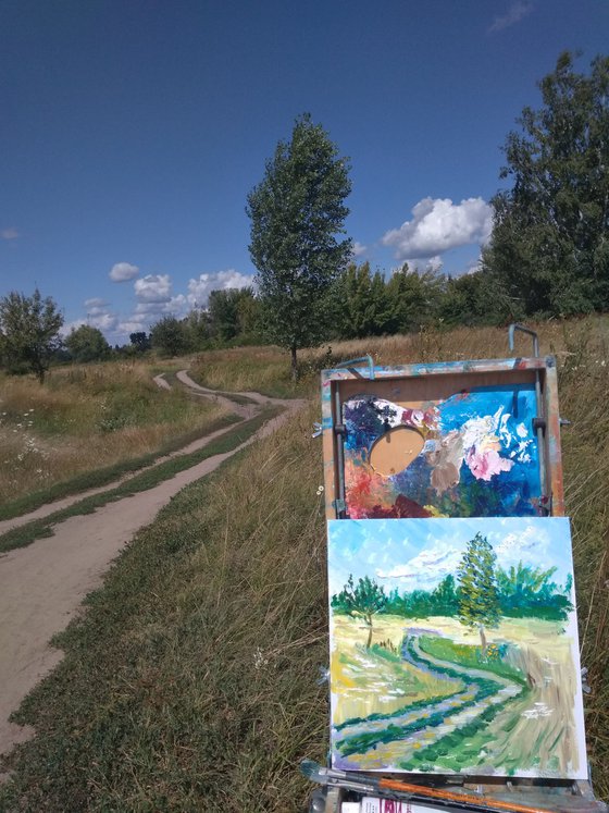 Country road. Pleinair painting