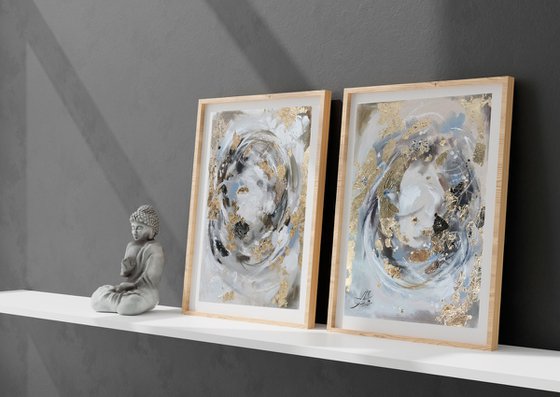 Neutral wall set, Abstract Paintings on camvas-paper