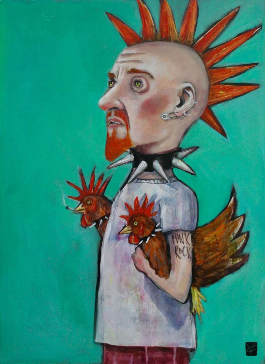 Abstract Animal Painting By Victoria Coleman, 18 X 24", Chick Magnet, Original Artwork