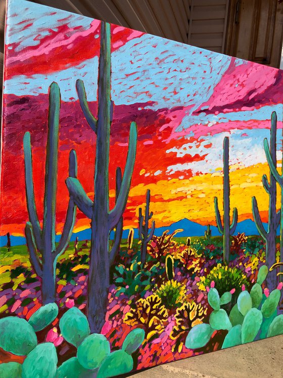 Colourful desert. Sunset