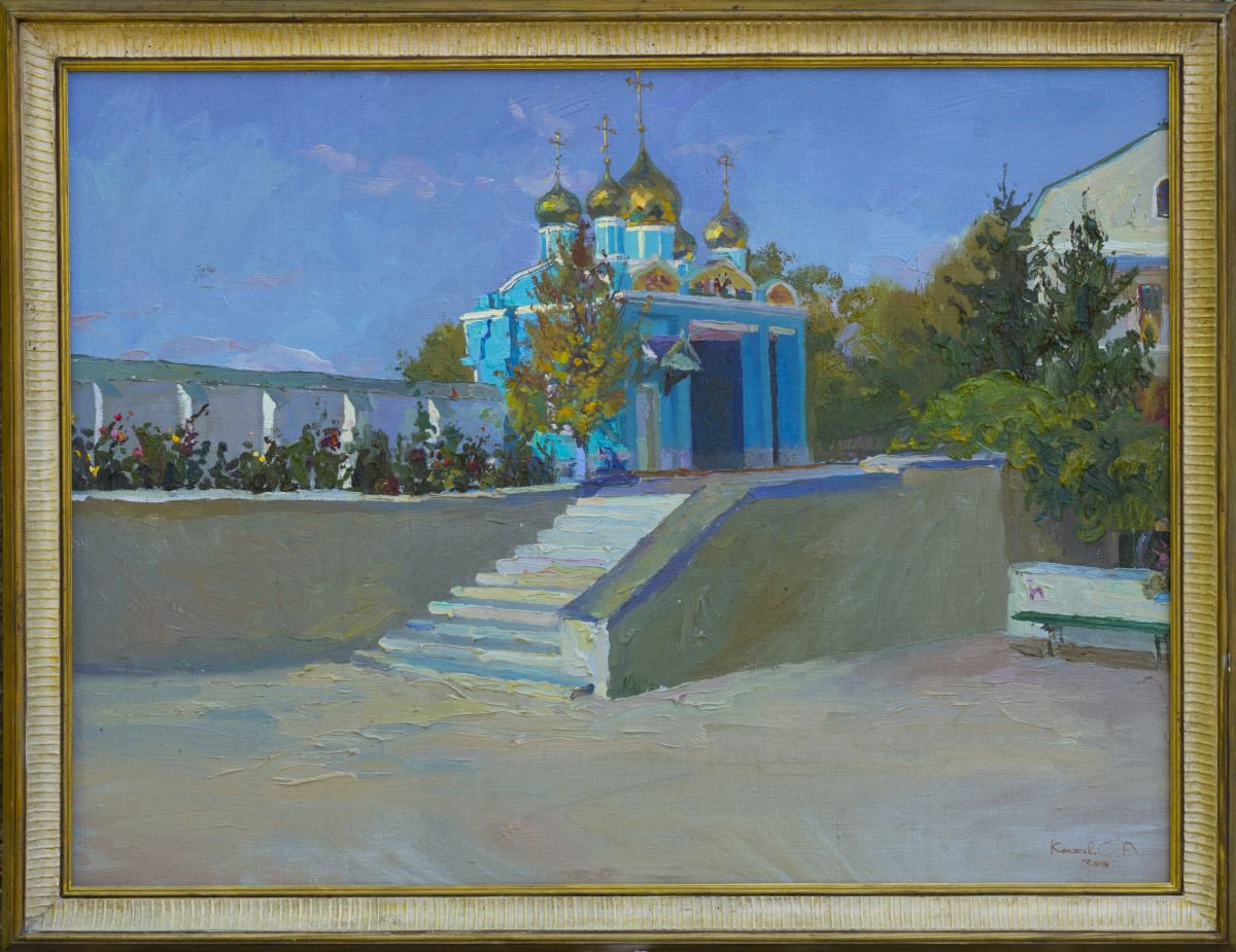 Impressionistic Landscape Oil Painting By Sergey Kostov, 31 X 24", Autumn Afternoon, Original Artwork