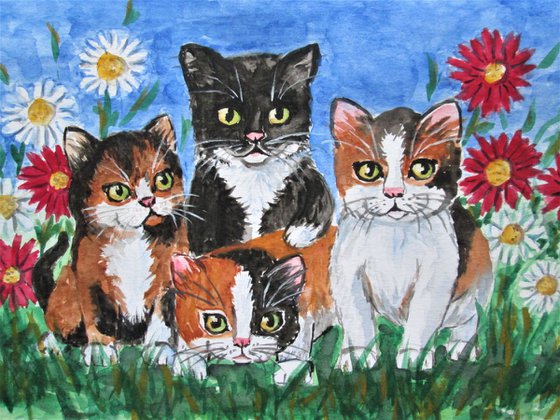 Kittens and Flowers