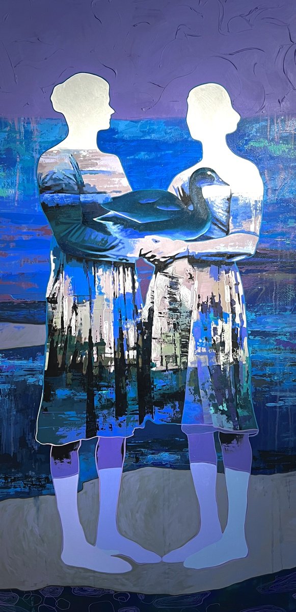 Abstract Animal Oil Painting By Elizaveta Pugacheva, 39 X 79, The Harmony, Original Artwork