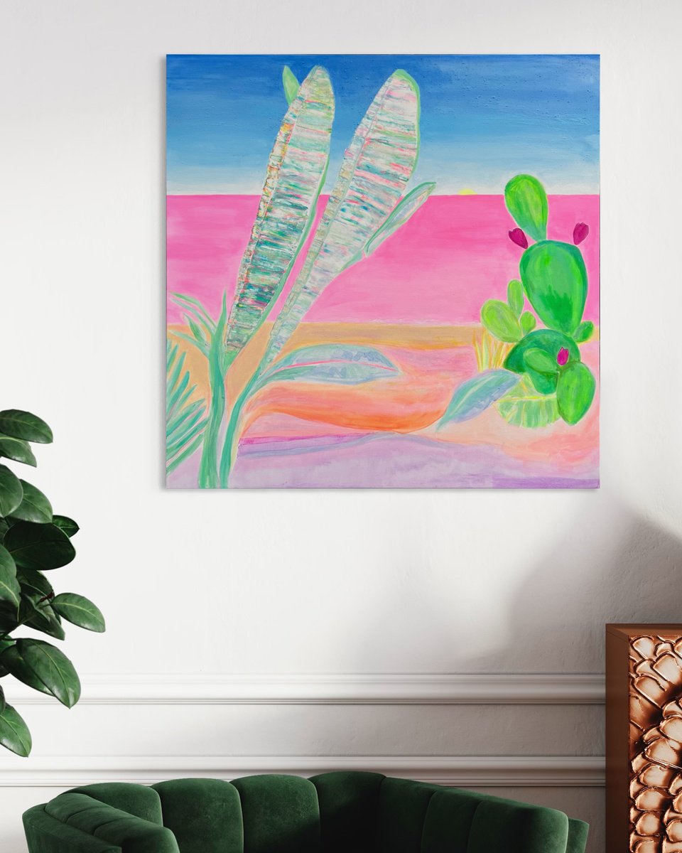 Organic Landscape Acrylic Painting By Kathryn Sillince, 35 X 35", 