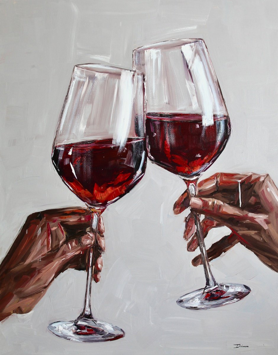 Expressive Oil Painting , The Toast By Liza Illichmann, 31 X 39, Artwork For Sale On Artfinder