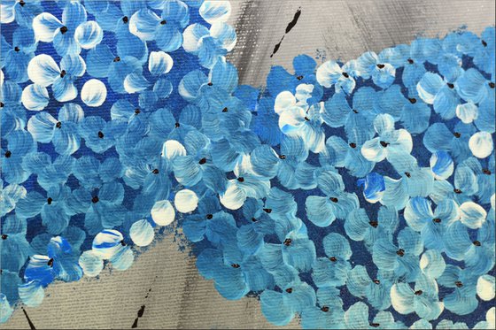 Blue Hydrangea - Abstract acrylic painting, Abstract Flowers