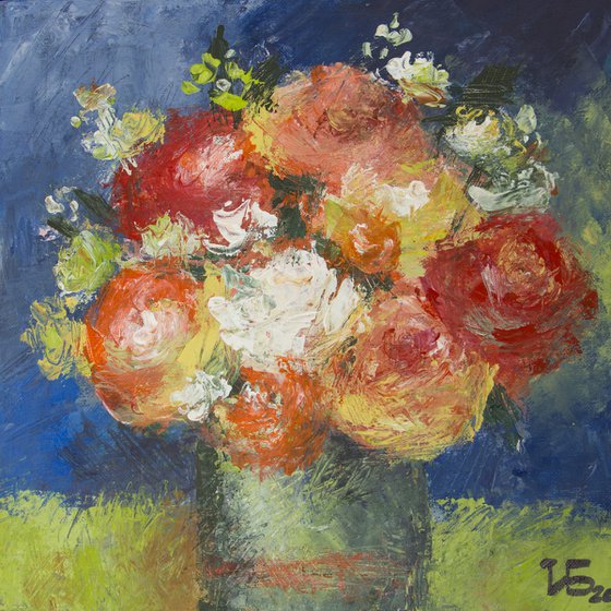 Small still life with red roses