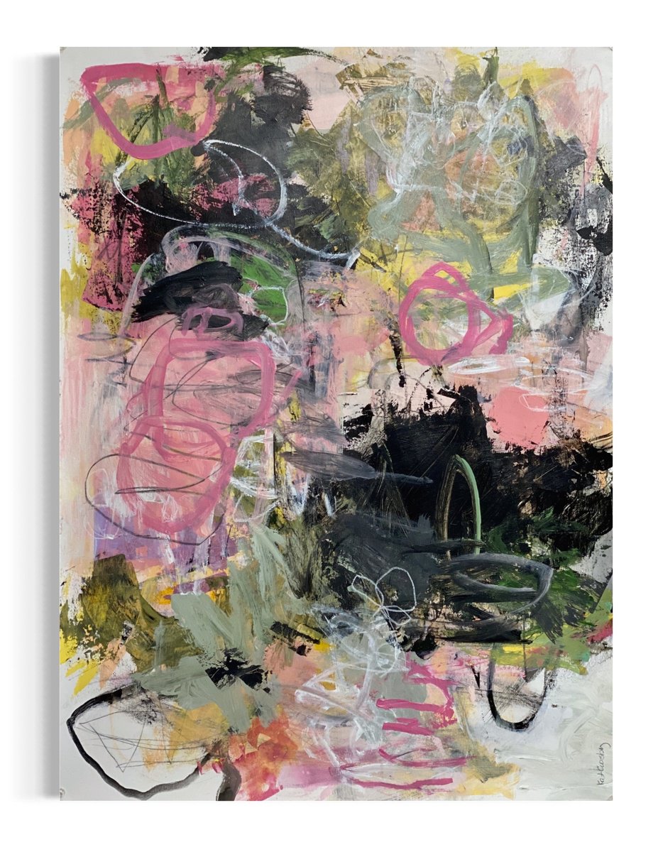 Organic Abstract Acrylic Painting By Kat Crosby, 22 X 30", Twist And Shout, Original Artwork