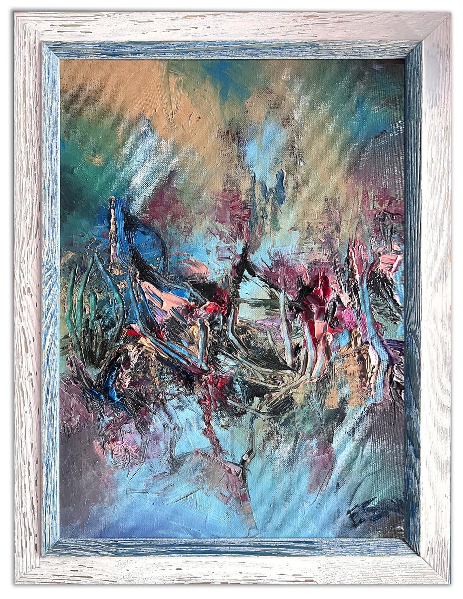 Organic Abstract Oil Painting By Eleonora Bakalova, 14 X 19, Spring Whirlwinds, Original Artwork