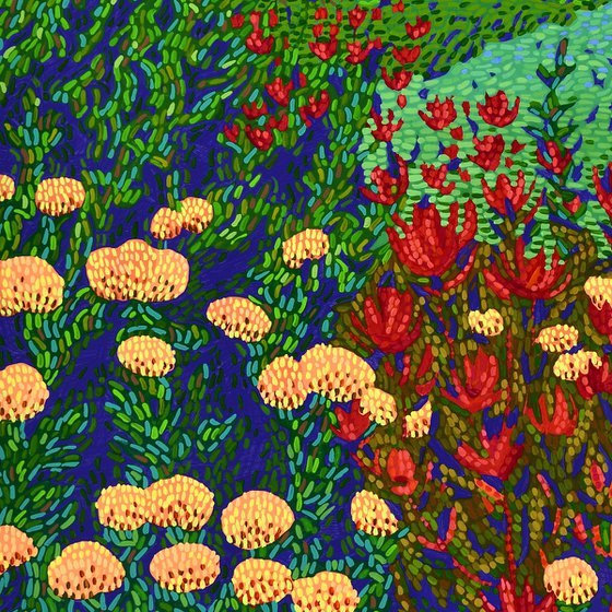 Golden Gate View With Flowers