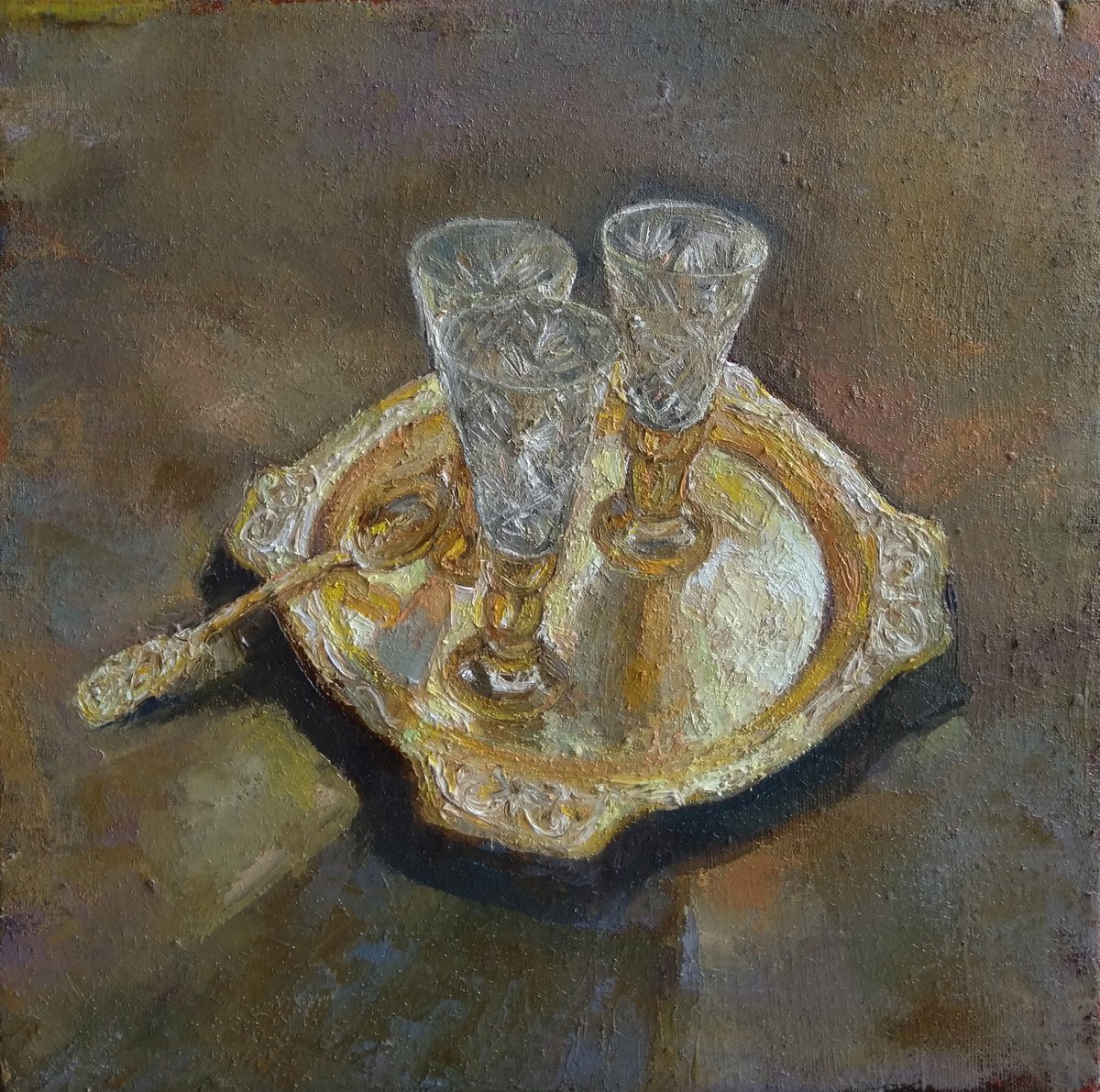 Copper plate (34x34cm, oil painting, ready to hang) by Kamsar Ohanian