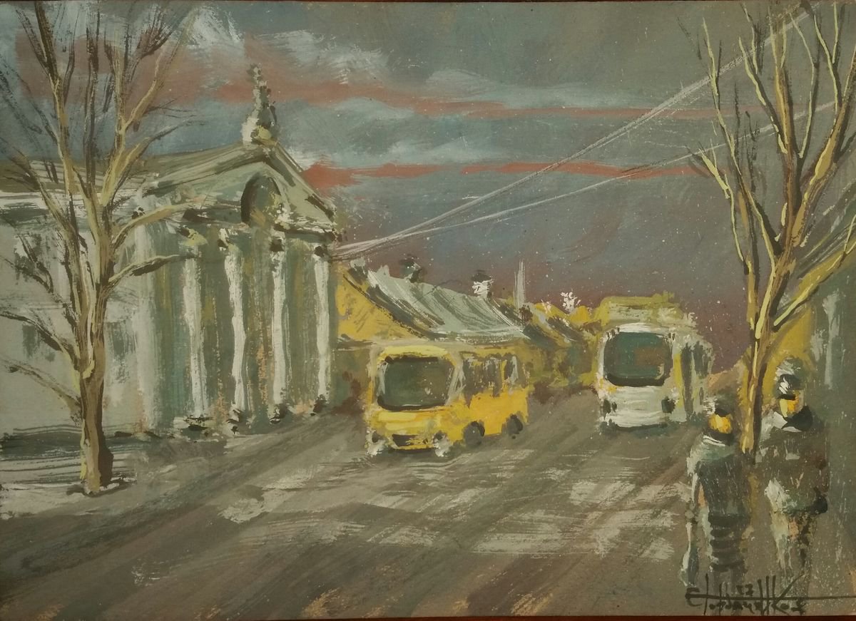 Impressionistic Cityscapes Painting By Eugene Gorbachenko, 12 X 8, Cityscape. Nikopol, Original Artwork
