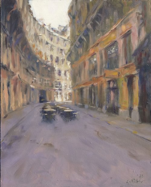 Budapest.One-of-a-Kind Oil Painting on Board. Unframed. by Gerry Miller