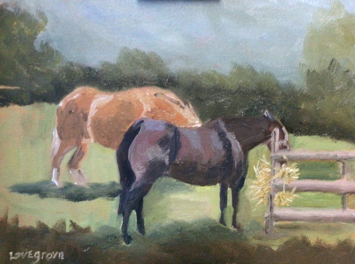 Impressionistic Animal Oil Painting By Julian Lovegrove Art, 10 X 8", Suffolk Horses., Original Artwork