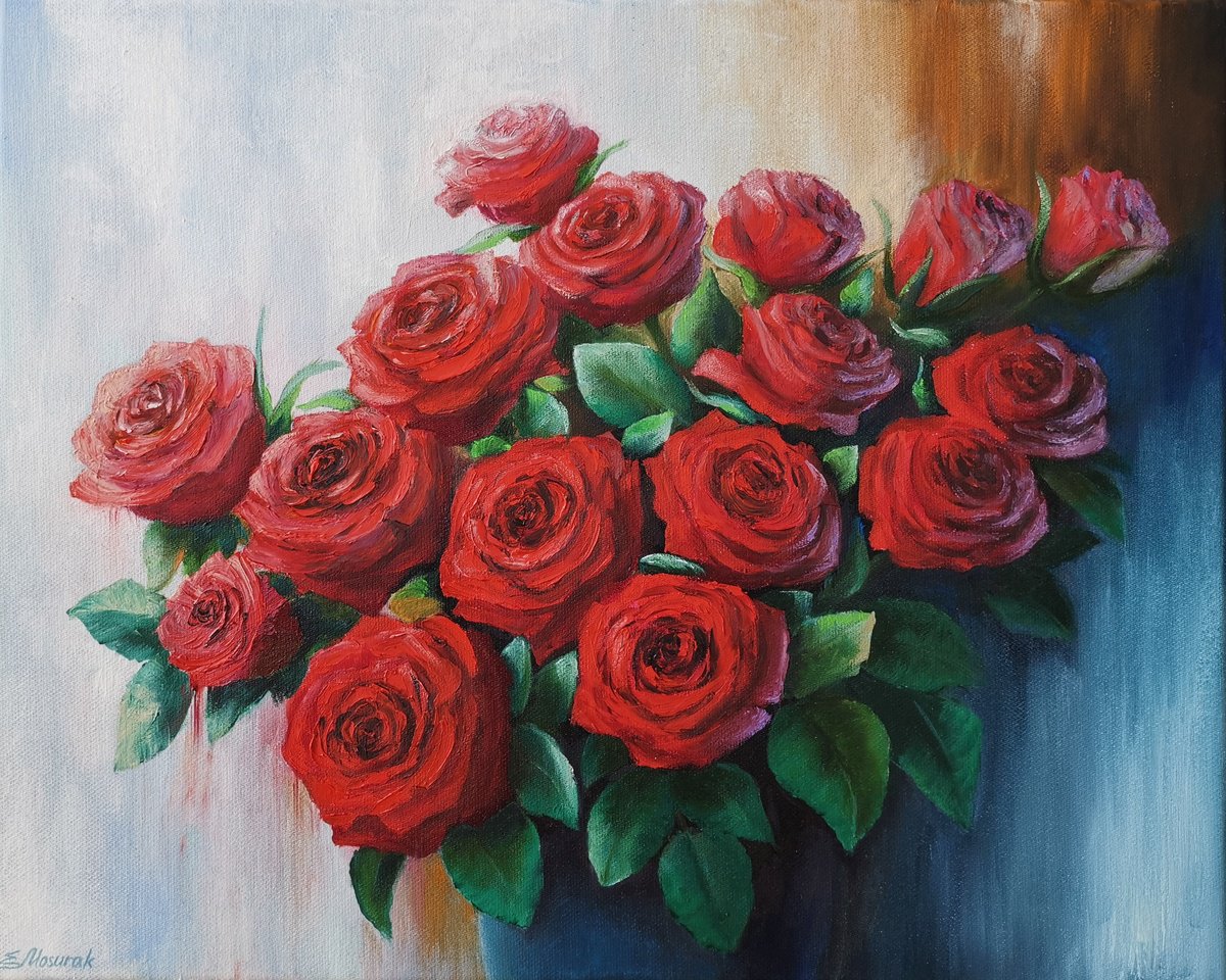 Summer Red Roses By Elena Mosurak, 20 X 16, Artwork For Sale On Artfinder