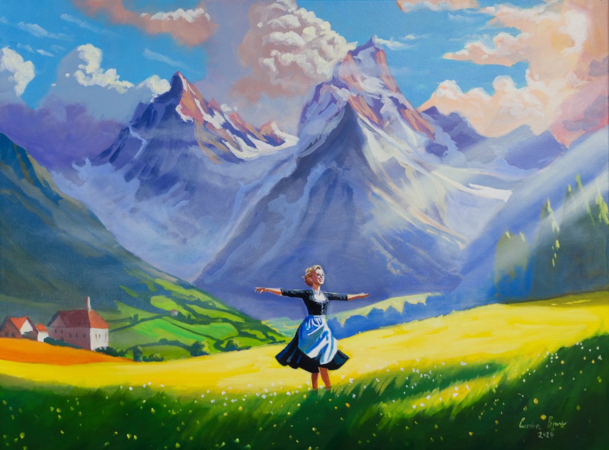 Impressionistic Landscape Oil Painting By Gordon Bruce, 24 X 18, Maria A Sound Of Music Tribute, Original Artwork