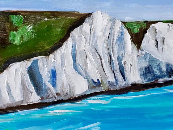 SEVEN SISTERS,   WHITE CLIFFS, SUSSEX . THE ENGLISH Countryside LANDSCAPE, OIL PAINTING. OFFICE URBAN WALL ART