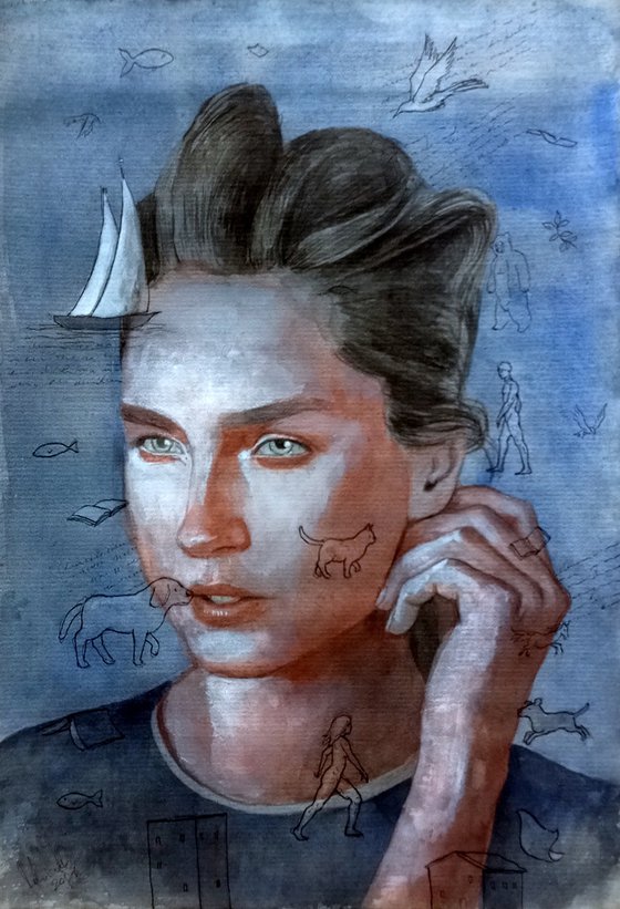 Woman with thoughts