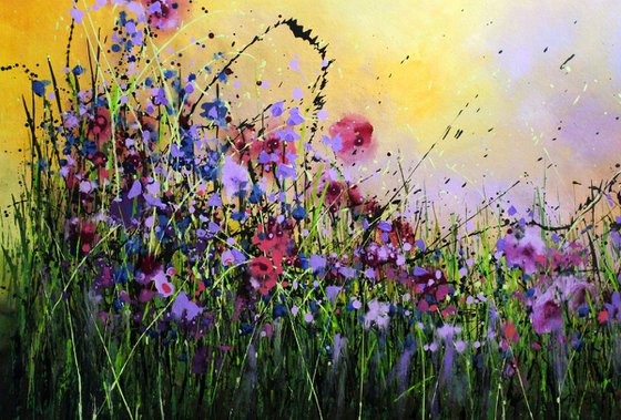 Finding Peace #3 - Super sized original abstract floral painting