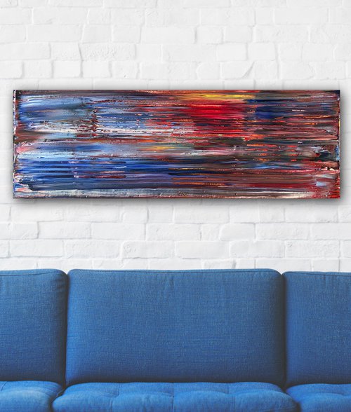 "If You Cut Me I Bleed" - Original PMS Abstract Oil Painting On Canvas - 36" x 12" by Preston M. Smith (PMS)