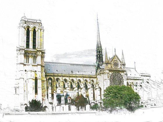 Trocitos de cielo, Notre Dame/XL large original artwork