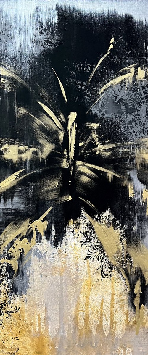 Golden abstract butterfly. Black gold abstraction. by Marina Skromova