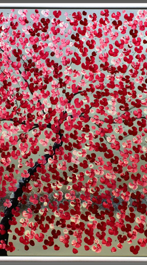 Blooming Dream - acrylic abstract painting, cherry blossoms, nature painting, canvas wall art by Edelgard Schroer