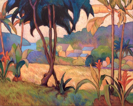 Golden palms above the village