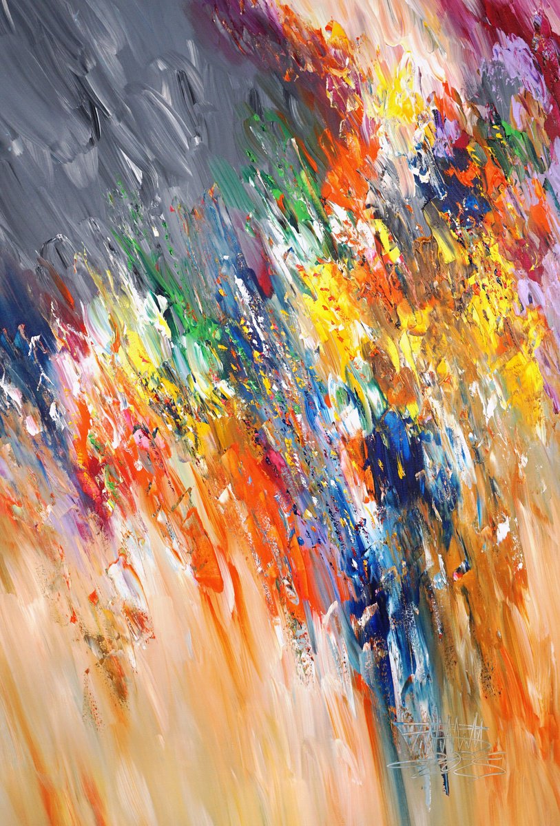 Abstract Acrylic Painting By Peter Nottrott, 41 X 61", A Special Day Xl 1, Original Artwork