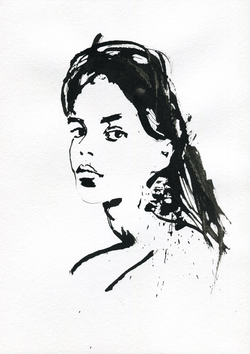Woman ink portrait number 8 by Alexander Moldavanov