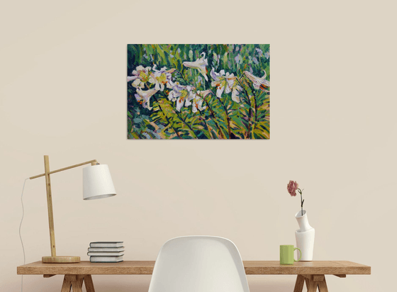 White Lilies (plein air) original painting