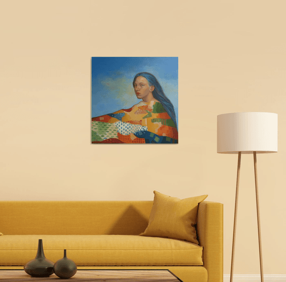 Lady with blue hair