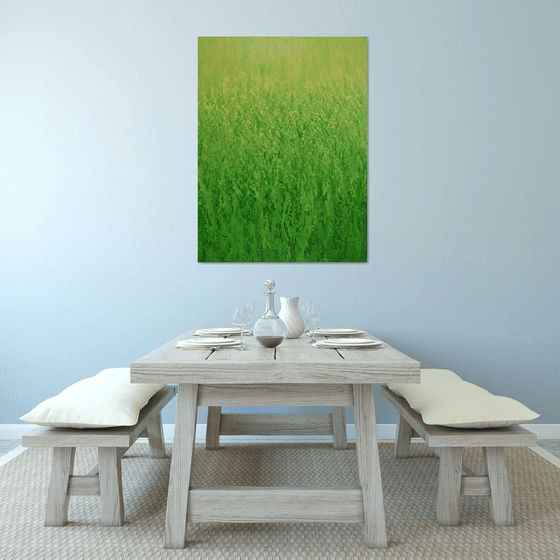 Sunshine Greens - Modern Abstract Green Field