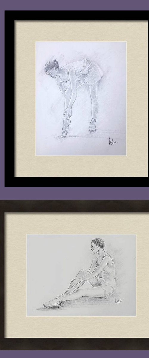 Set of Ballerina Sketches 19 and 20 by Asha Shenoy