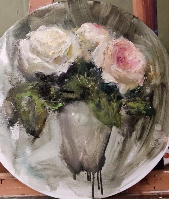 Roses In The White Vase