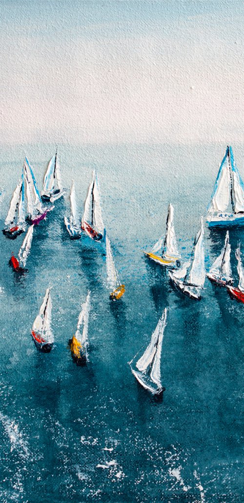Yachts in the sea by Aleksandr Neliubin