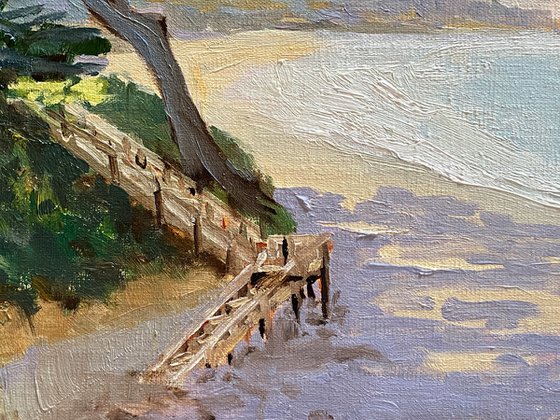 Staircase Down to Carmel Beach plein air